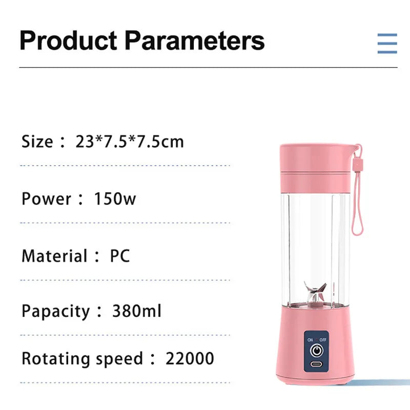 Home Kitchen Accessories Electric Mini USB 6 Blades Juicer Cup