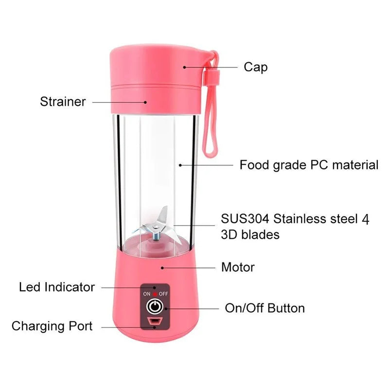 Home Kitchen Accessories Electric Mini USB 6 Blades Juicer Cup