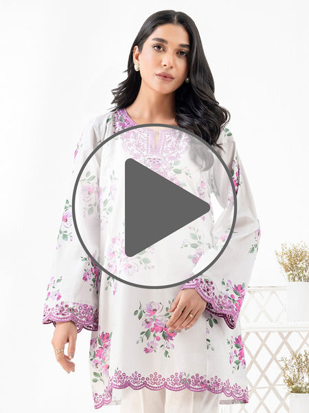 Cambric Kurti-Embroidered (Pret)