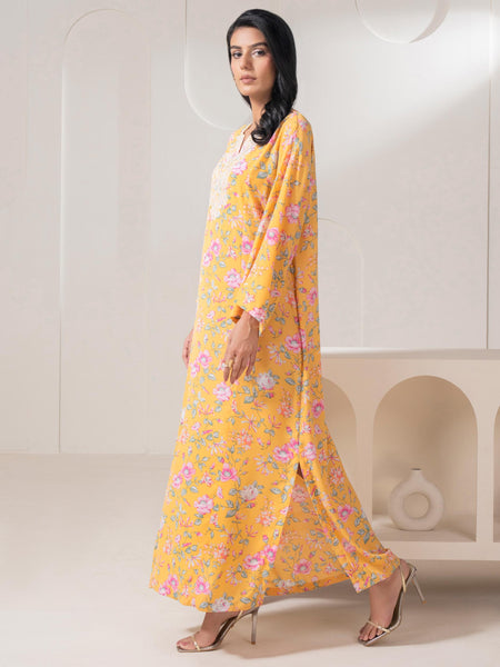 Embroidered Printed Grip Kaftan (Pret)