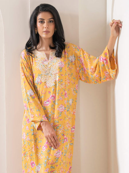 Embroidered Printed Grip Kaftan (Pret)