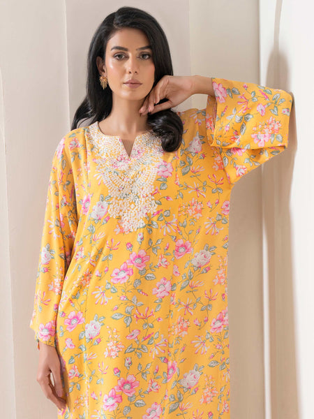 Embroidered Printed Grip Kaftan (Pret)