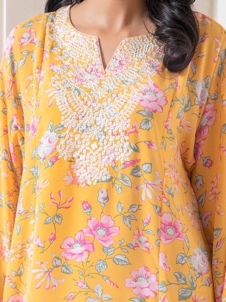 Embroidered Printed Grip Kaftan (Pret)