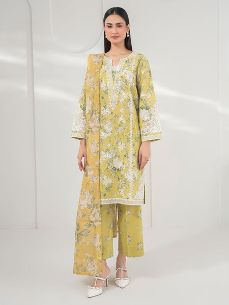 3 Piece Cambric Suit-Embroidered (Pret)