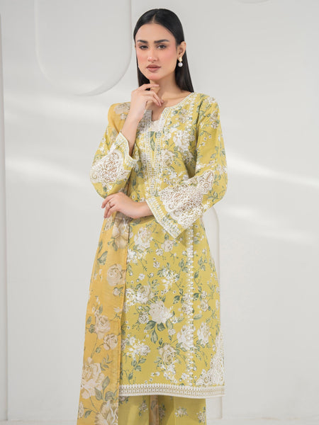 3 Piece Cambric Suit-Embroidered (Pret)