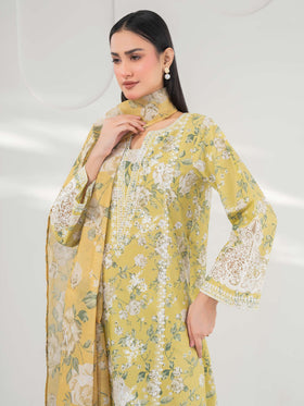 3 Piece Cambric Suit-Embroidered (Pret)