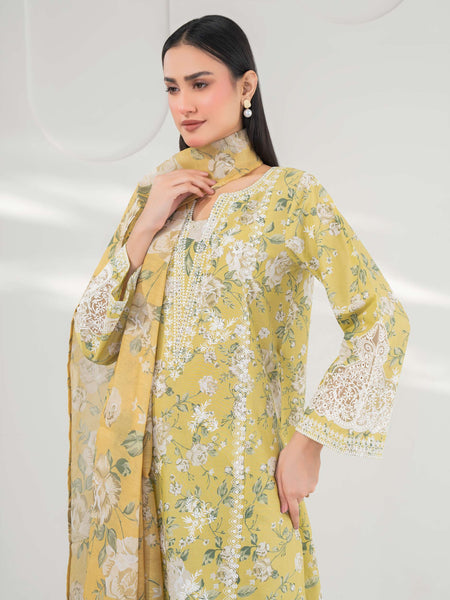 3 Piece Cambric Suit-Embroidered (Pret)