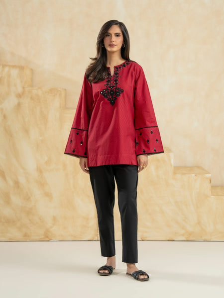 Cambric Kurti-Embroidered (Pret)