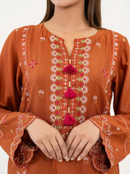 Linen Shirt-Embroidered (Pret)