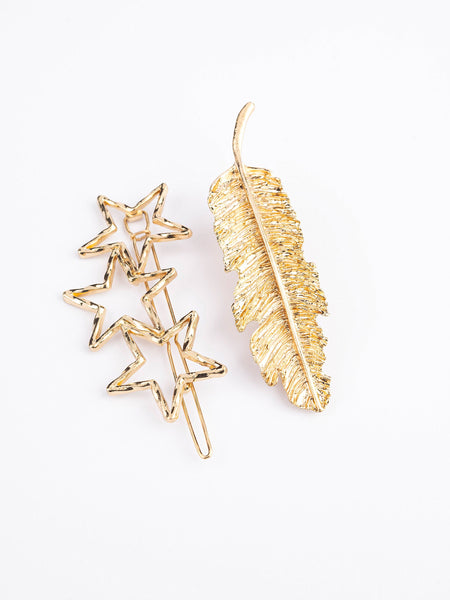 Textured Gold Hair Clip Set