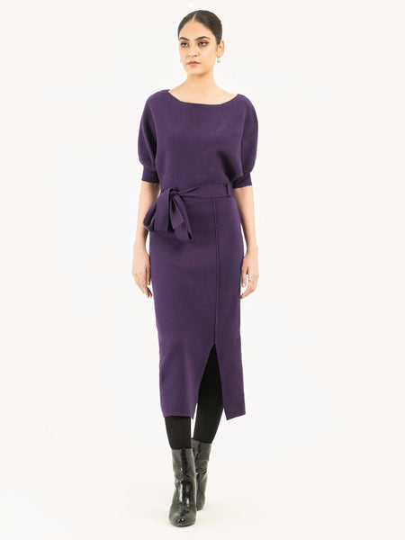 Belted Woolen Dress