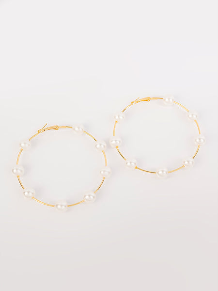 Oversized Pearl Hoops