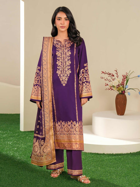 3 Piece Satin Suit-Paste Print (Unstitched)