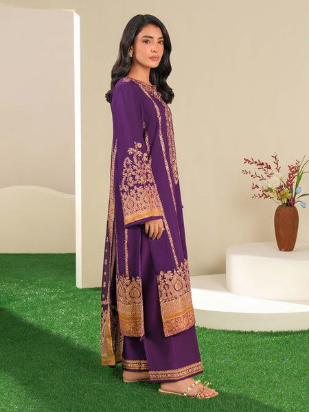 3 Piece Satin Suit-Paste Print (Unstitched)