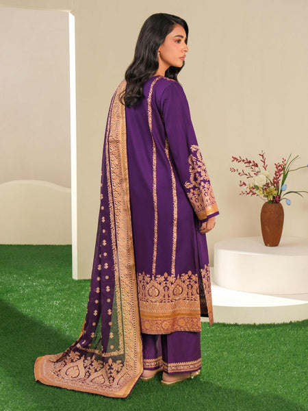 3 Piece Satin Suit-Paste Print (Unstitched)