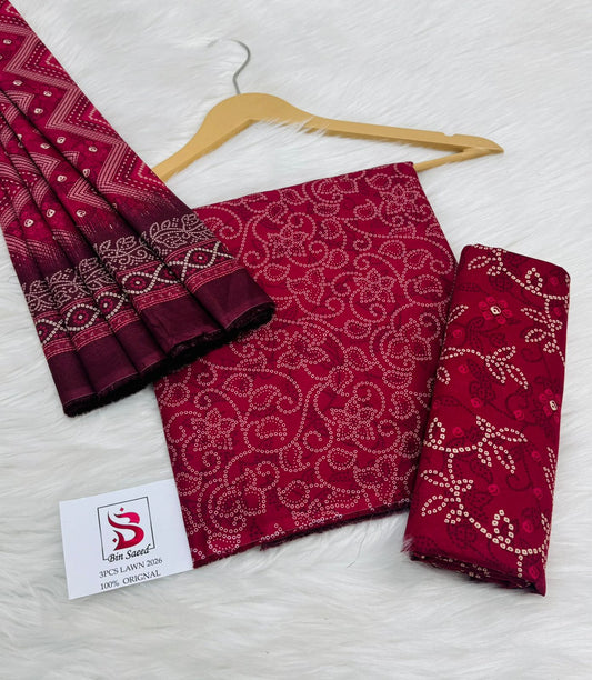 Bin Saeed 💯 Original 3-Piece Printed Lawn Collection – Summer 2026