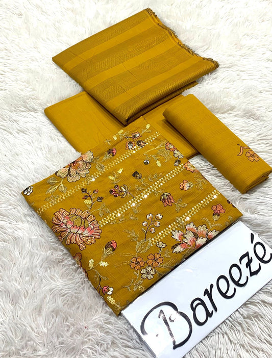 Brand Bareeze – Embroidered Lawn Shirt with Dyed Trouser & Broshia Voil Dupatta
