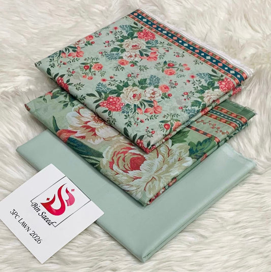 Bin Saeed 3PC Lawn Collection 2026 – Digital Printed Original Suit