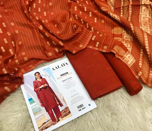 Aalaya Brand ❤️ Zari Lawn 3PC Printed Collection – Premium Quality